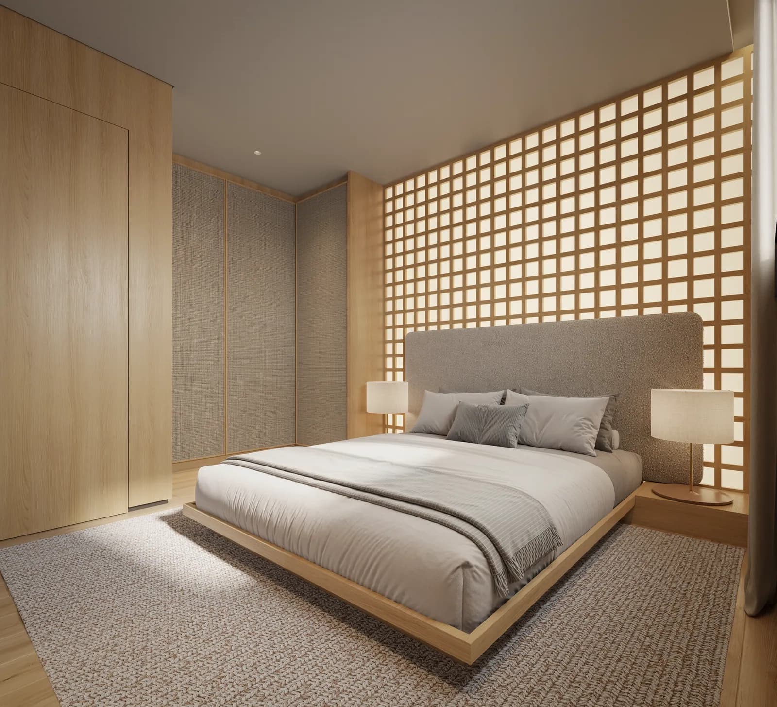 Suíte do apartamento de 34 m² do Ryokan Flamboyant