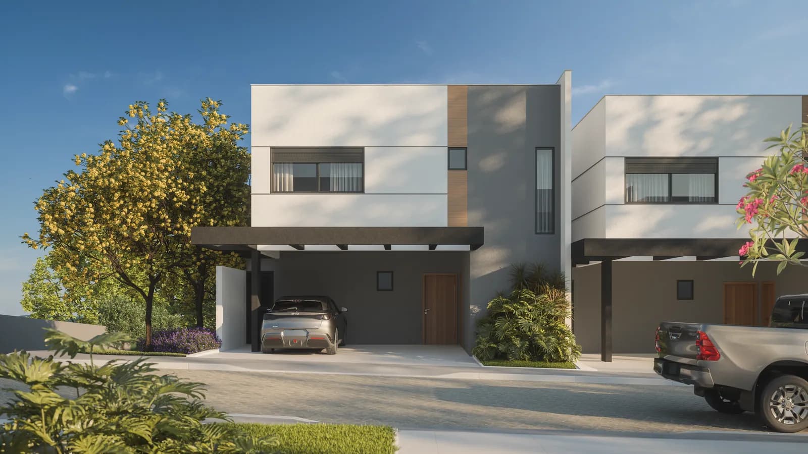 Rua interna com os sobrados de 129 m²