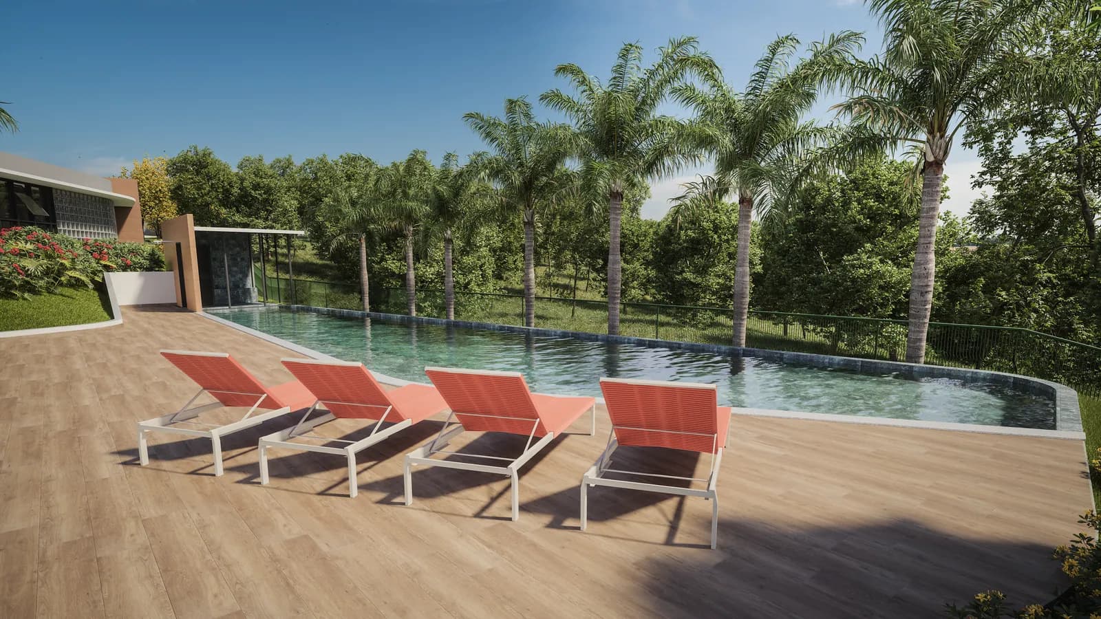 Piscina com deck molhado do Surya By Palme