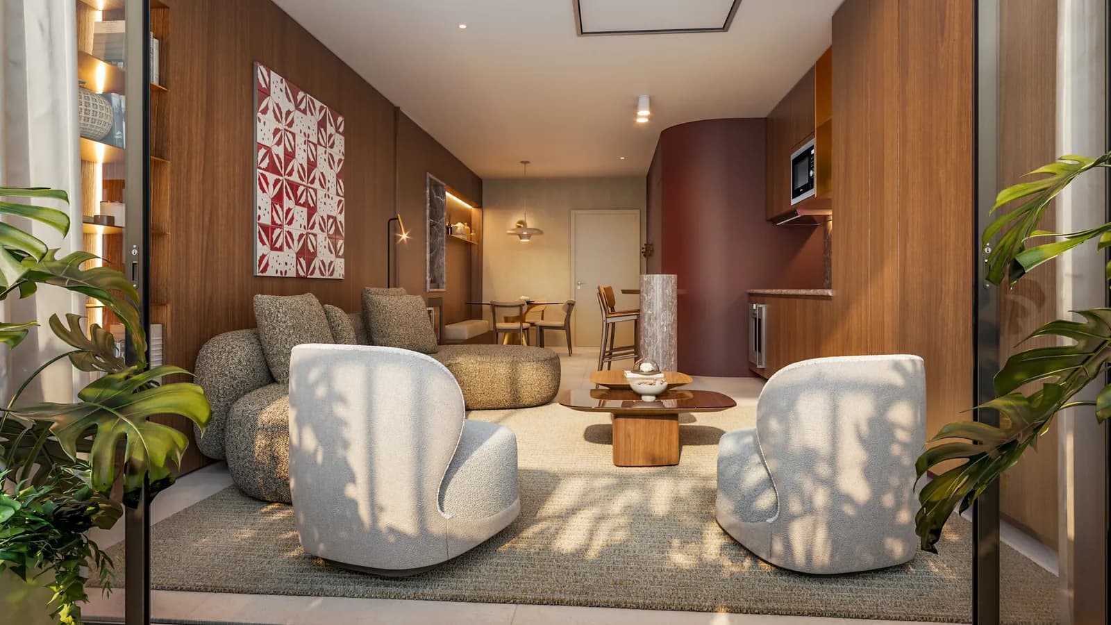 Sala de estar do apartamento de 92 m²