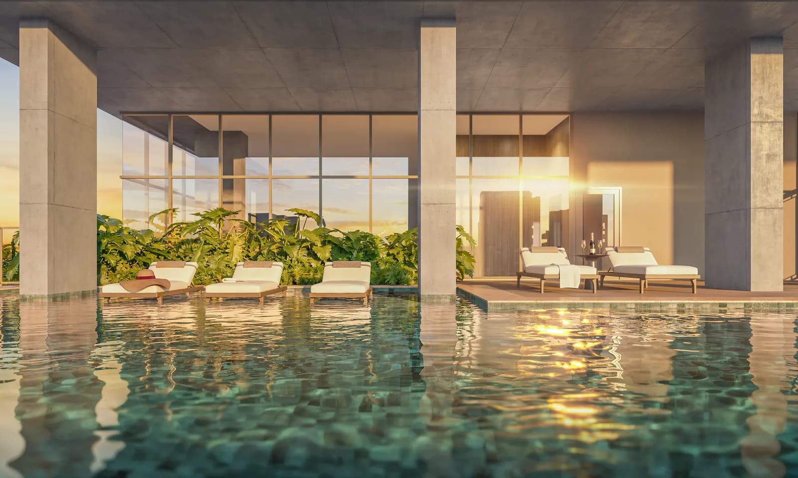 Piscina com raia do Tempo Flamboyant Residencial